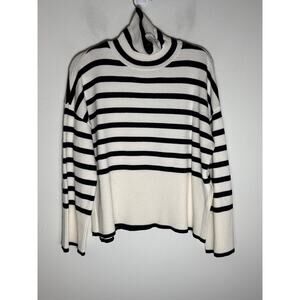 Grans Black and White Striped Turtleneck Sweater Sz M